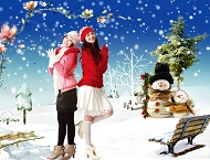 美女圣诞节模板下载