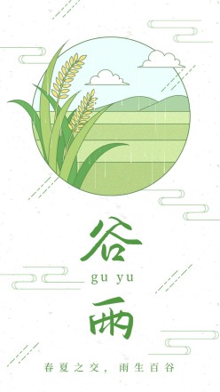 谷雨粮食田地手机海报