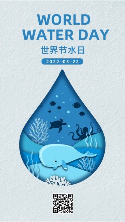 世界节水日公益宣传手机海报