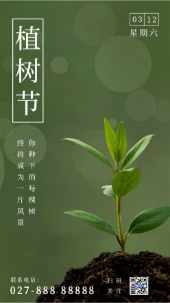 植树节树苗手机海报