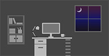 纯CSS3绘制夜晚书房电脑桌特效