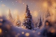 冬季雪地雪松雪景唯美意境图片