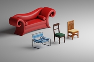 红色沙发单人靠椅图片