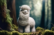 森林可爱羊驼AI动画图片
