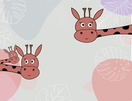 可爱卡通长颈鹿热带植物背景图片