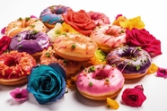 五颜六色花朵甜甜圈图片