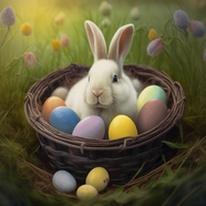复活节可爱兔子彩蛋插画图片