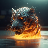 火焰老虎3D艺术图片
