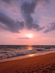日暮黄昏大海沙滩图片