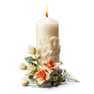 教会白色蜡烛鲜花图片