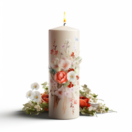 唯美花卉图案白色蜡烛图片
