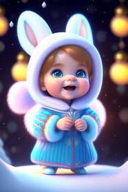 可爱呆萌卡通动画小女孩图片