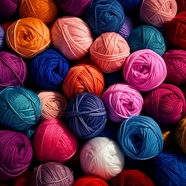 色彩斑斓五颜六色的毛线团图片