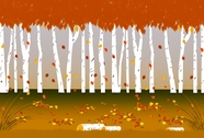 秋天白桦树卡通风景插画图片