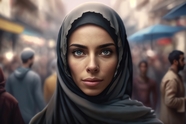 街头带着头巾的穆斯林美女图片