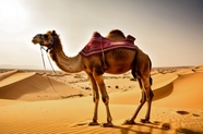 金色沙漠双峰骆驼摄影图片