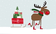 卡通圣诞节礼物驯鹿插画摄影图片