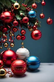 五颜六色圣诞节彩球装饰图片