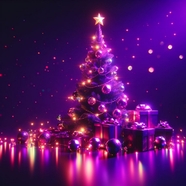圣诞节唯美圣诞树紫色风格装扮图片