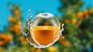 动感水花创意橙子摄影图片