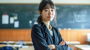 站在教室里的日本教师美女图片