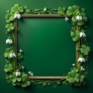 绿色幸运草边框背景图片