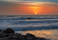 日暮黄昏大海风景摄影图片