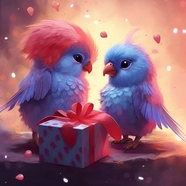 情人节浪漫爱情鸟礼物插画设计图片