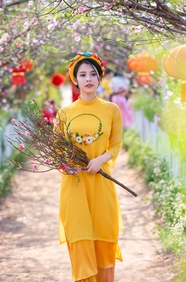 越南时尚传统服饰美女写真摄影图片