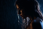 欧美美女黑色雨夜伤感淋雨图片