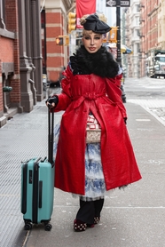 时尚街拍推着行李的美女图片