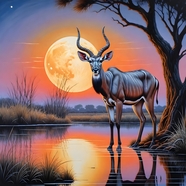 日暮黄昏非洲大羚羊摄影图片