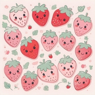 可爱卡通草莓背景摄影图片