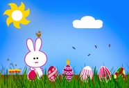复活节草地兔子彩蛋卡通图片