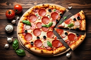 香肠片披萨快餐美食摄影图片