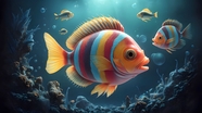 蓝色深海小丑鱼设计图片