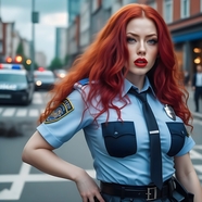 欧美街头警察制服美女图片
