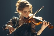 舞台上拉小提琴的美女图片