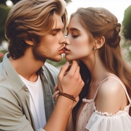 欧美热恋接吻情侣摄影图片