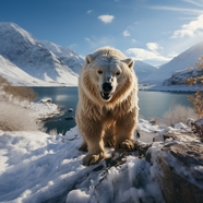 北极冰川北极熊摄影图片
