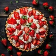 红色草莓奶油蛋糕美食摄影图片
