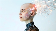 科幻机器人光头美女摄影图片