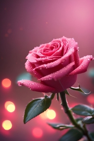 唯美雨后盛开的粉色玫瑰花图片