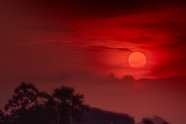 日暮黄昏远山唯美夕阳红图片