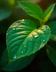 雨后绿色叶子微距特写摄影图片