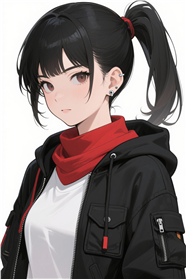 黑色夹克动漫女孩图片