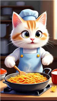可爱猫咪萌宠做饭图片卡通