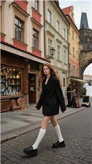 欧洲城市街头年轻少女街拍图片