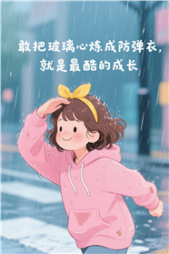 中年少女励志文字插画设计图片