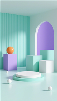 清新几何风格电商产品场景图片